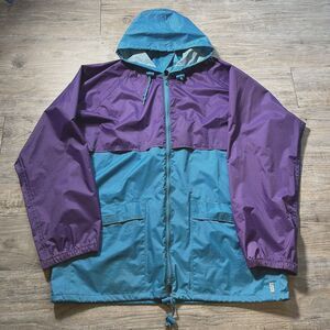 Vintage Rain Coat and Pants Blue and Purple Women's Medium 1980s 90s Windbreaker